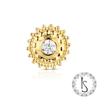 Threadless 18k Gold Shield #6 Faceted Gem End