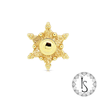Threaded 18k Gold Stippled 6-Point Star with Dome End
