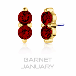 Threaded 18K Yellow Gold Duo Faceted Genuine Gemstones End