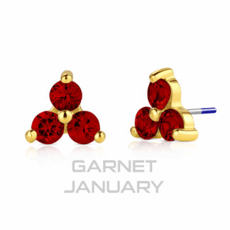 Threadless 18K Yellow Gold Odyssey Ménage à trois Prong-set Faceted Genuine Gemstones End