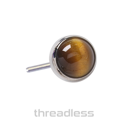 Threadless Bezel-Set Natural Stone Cabochon Gem 2mm