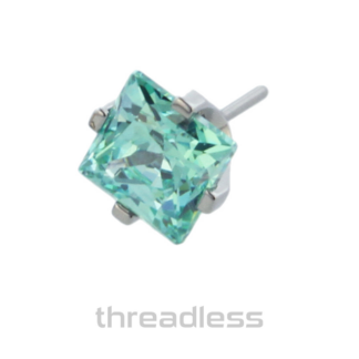 Threadless 4 Prong-set Square Princess Star-cut Faceted Gem End