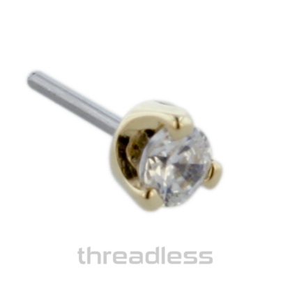 Threadless 18K Yellow Gold Prong-set Faceted Gem End #2