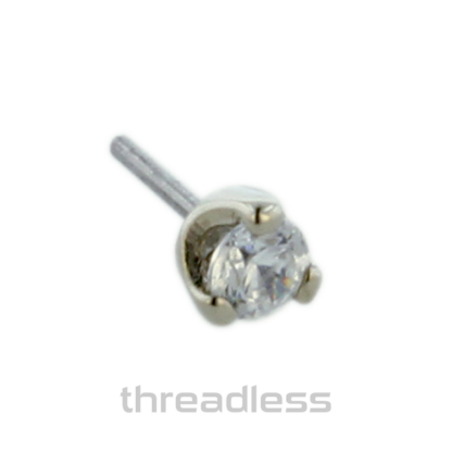 Threadless 18K White Palladium Gold Prong-set Faceted Gem End #2