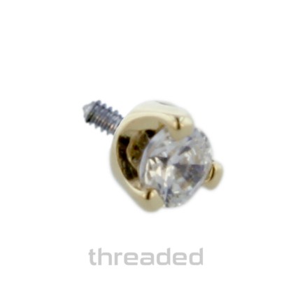 Threaded 18K Yellow Gold Prong-set Faceted Gem End #2