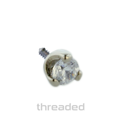 Threaded 18K White Palladium Gold Prong-set Faceted Gem End #2